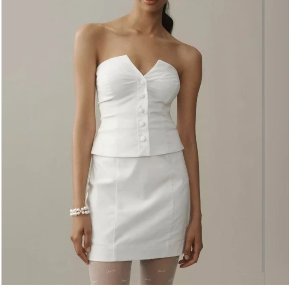 BHLDN Women's IVORY Strapless Vest Mini Dress, Wedding Bridal Shower